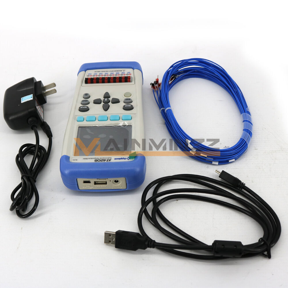 AT4208 Handheld 8-channel Thermometer Temperature Meter Thermocouple -200~1300°C