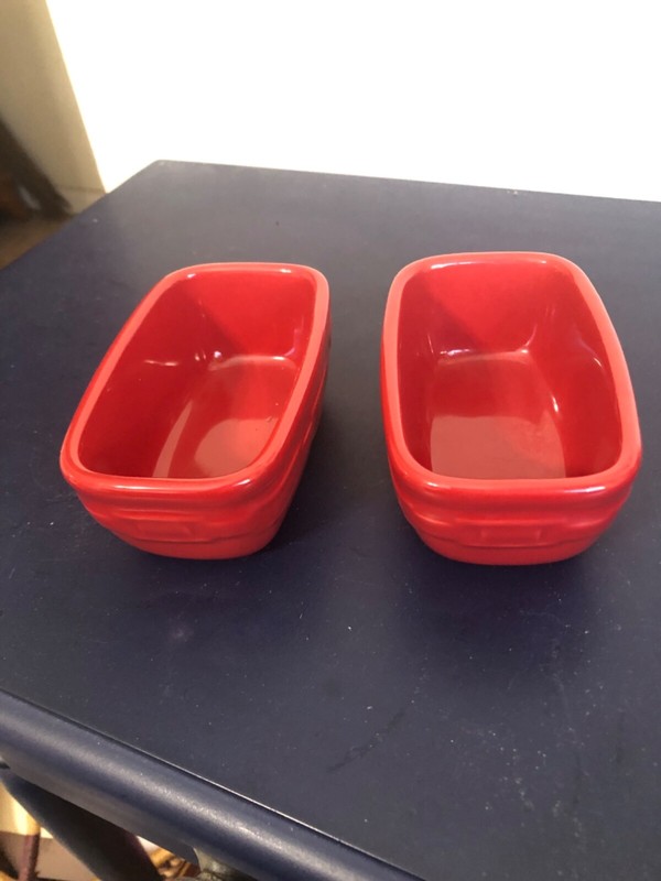 2 Longaberger Pottery Woven Traditions Tomato Small Loaf Pans