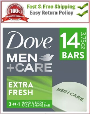 Dove Men+Care Body and Face Bar Soap, Extra Fresh, 3.75 oz., 14 ct.