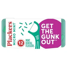 Plackers Micro Mint Dental Floss Picks with Travel Case, 12 Count