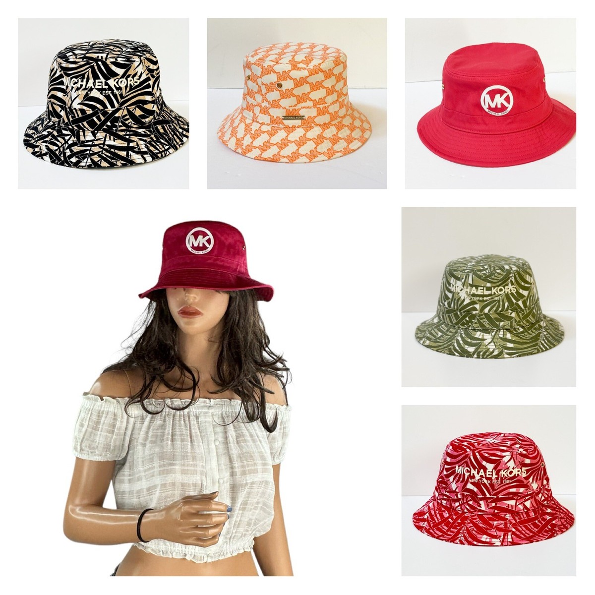 MICHAEL KORS ORGANIC COTTON BLEND BUCKET HAT MK SIGNATURE MICHAEL KORS ORGANIC COTTON BLEND BUCKET HAT MK SIGNATURE