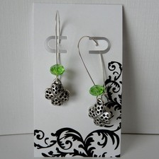 Irish Four Leaf Clover Shamrock St. Patrick's Day Earrings Green Crystals 1