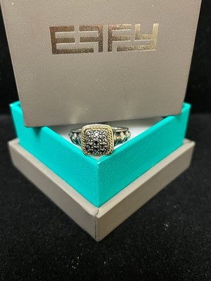 Effy 925 Sterling Silver & 18k Gold Accented Pave BlackDiamond