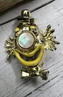 Vintage Clown Face Brooch Pin Gold Tone & Yellow Enamel Costume Jewelry 🤡