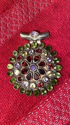 Samuel Benham Sterling Silver Gemstone Pendant Amethyst Garnet Citrine Peridot