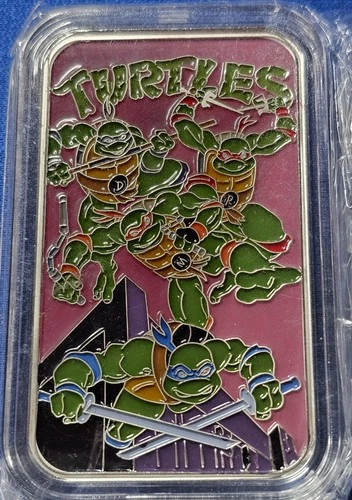 1oz Silver Teenage Mutant Ninja Turtles Enamelled Bar in a Capsule