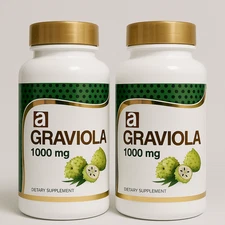 2xGraviola Guanábana 1000mg Annona Extract 120 Natural Caps Antioxidant exp 2027