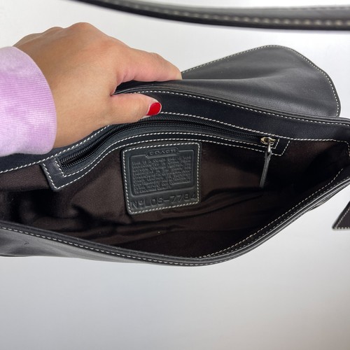 Coach Y2K 2001 Vintage Schultertasche Leder Tasche 7784 Hamptons East West Schwarz - Bild 8 von 12