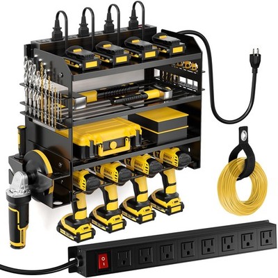 POKIPO Power Tool Organizer Wall Mount with Charging Station,Tool Storage Rac...