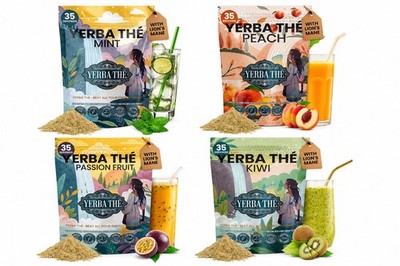 Yerba Mate Instant Tea Powder-Peach-kiwi-passion, Magic Focus & Gut Health 4pk