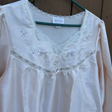 Vintage Barbison Womens M Maxi Peasant Nightgown Coquette Retro Grannycore Pink
