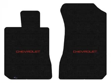 Lloyd Luxe Front Carpet Mats for '96-99 Chevy Express 1500 w/Chevy Red on Black