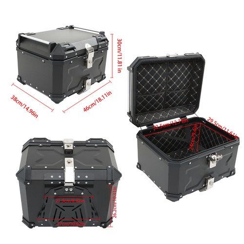 55L Motorcycle Top Case Tail Box Waterproof Luggage Scooter Trunk Storage Black - Picture 2 of 16