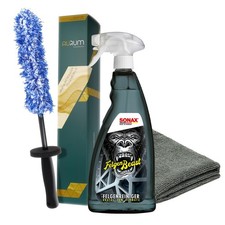 Felgen Reiniger Auto SONAX Felgenbeast + Aurum ultraFlat Mikrofaser Felgenbürste