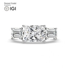 Radiant Diamond Trilogy Ring Platinum Labgrown 5 Ct Solitaire