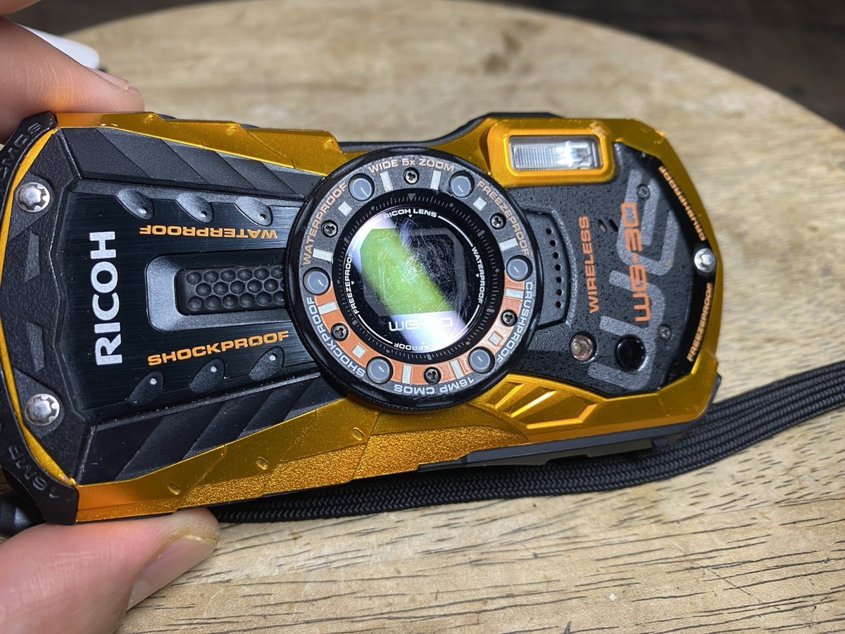 RICOH Waterproof Digital Camera WG-30 W Orange TESTED Works NO
