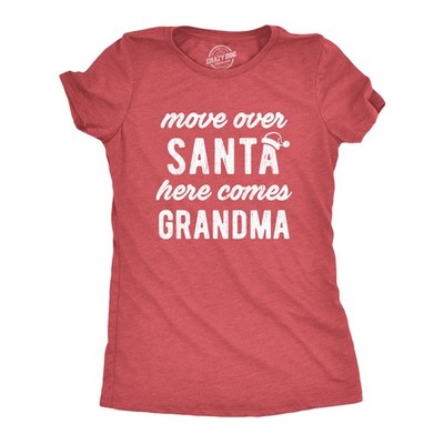 Womens Move Over Santa Here Comes Grandma T Shirt Funny Grandmother Graphic