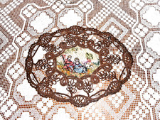 Antique silk embroidered and gold lace textile piece