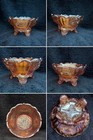 Dugan Dahlia Marigold Carnival 5 Piece Footed Berry  Bowl Set 1912c — photo 10