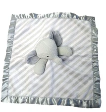 Cloud Island Baby Elephant Security Blanket 14" White & Grey Stripes Lovey