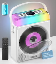 Portable CD Player with Bluetooth  RGB Lights, 4000mAh Rechargeable Personal...