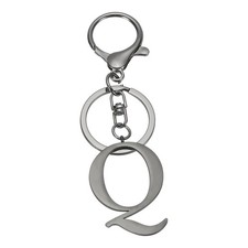 Initial Letter Keychain, Metal Alphabet Letter Q Keyring, Black