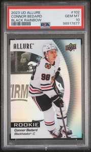 2023 UPPER DECK ALLURE BLACK RAINBOW CONNOR BEDARD ROOKIE RC PSA 10 #102 Chicago