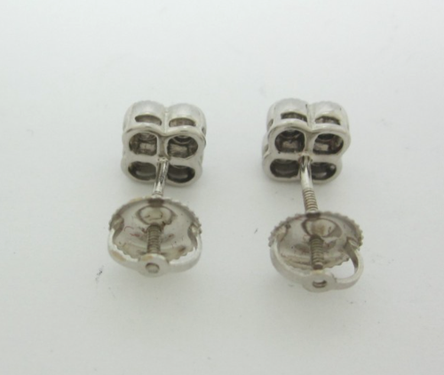 BEAUTIFUL LADIES 14K WHITE GOLD FOUR LEAF CLOVER DIAMOND EARINGS .26CT. 1.6G - Picture 3 of 8