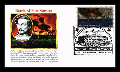 US COVER BATTLE OF FORT SUMTER CIVIL WAR FDC PANDA CACHET PICTORIAL CANCEL