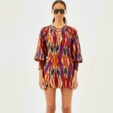 Maria Cher Nora Nia Short Dress in Warm Ikat Size XS