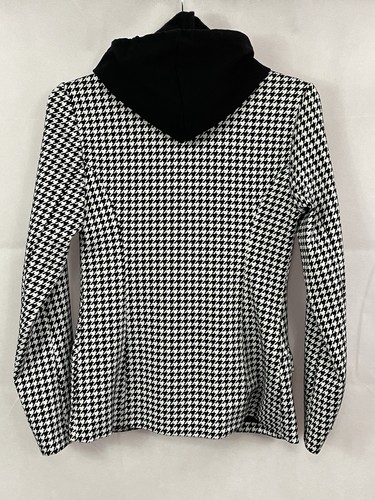 Guess Dentin Hoodie Houndstooth Blazer Designer Size M Black White New W Tags - Picture 16 of 22