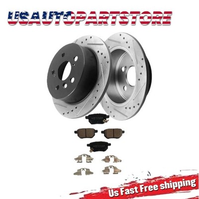 10.2 inch Rear Drilled Rotors Brake Ceramic Pads fit 2017 2018 Toyota Corolla