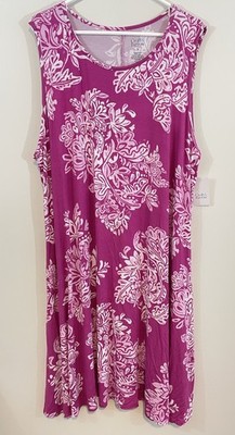 NEW Croft Barrow sleeveless swing dress womens 2X tank shift mini pink floral