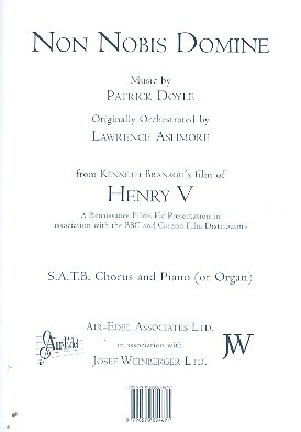 Doyle, Patrick - Non nobis domine - for mixed chorus and orchestra