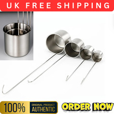 Stainless Steel Long Handle Wine Dipper Spoon Flats Bottom Sauce Ladle W/Hook UK