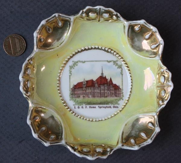 1910s Era Springfield Ohio Odd Fellows home Wheelock fine china ashtray VINTAGE-