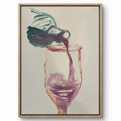 BLESSED#1393 Wine Bottle Grape Glass 14x11 Original Paper Art Modern Abstract
