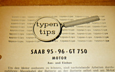 Werkstattinformation Reparaturanleitung Typen Tips SAAB 95-96 GT 750