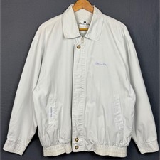 Valentino Rudy Italy Mens Jacket White Full Zip Collared L White Old Money Retro