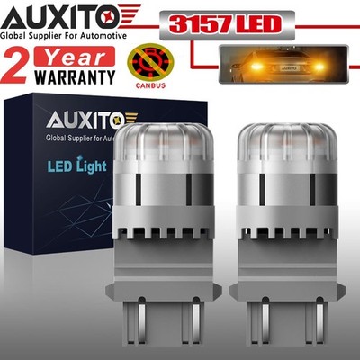AUXITO 3157 T25 9-LED Front Turn Signal Light Bulbs Amber Error Free Canbus KG9T