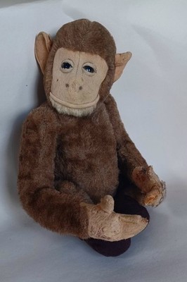 Farnells Alpha Toys ~ Vintage sitzender Plüschaffe Stofftier ~ 14 Zoll