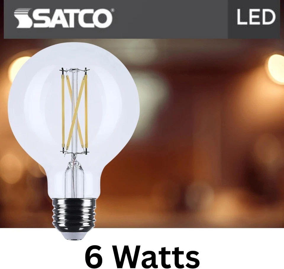 SATCO S12482 - 6 Watt G25 LED Globe Light Bulb - 3500K - 120 Volts (6 Pack) - Image 3 of 4