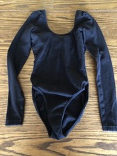 American Apparel Black Cotton Leotard Low Back Long Sleeve Baller DanceSize S/XS