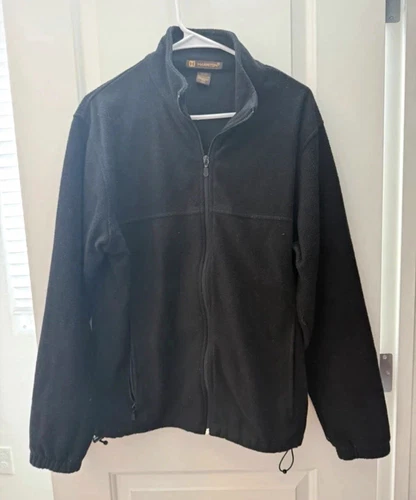 Harriton Men's Black Fleece Jacket Full Zip Stand-Up Collar Logo Size M - product listing photo