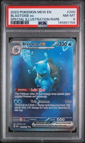 POKEMON BLASTOISE ex 2023 MEW 151 #200 SPECIAL ILLUSTRATION RARE PSA 8