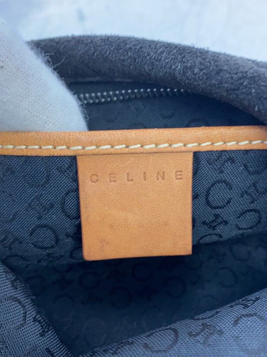 CELINE C Macadam Pattern Handbag Suede BLK Allover - Picture 5 of 7