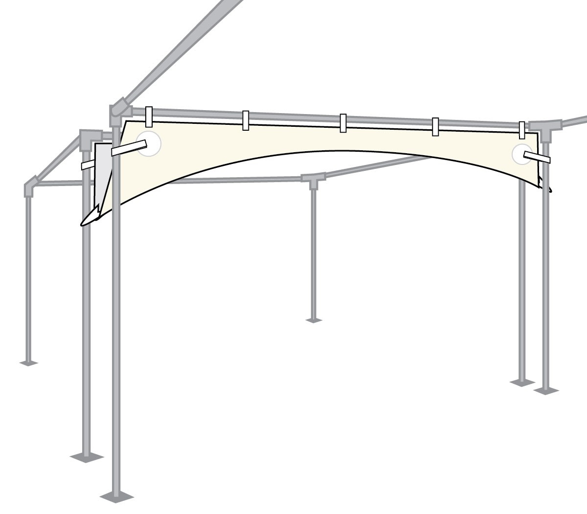 20ft Vinyl Rain Gutter For 20ft Wide High Peak Tent Canopies