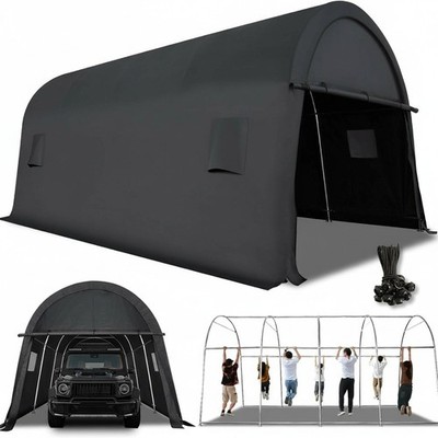 Carport Car Canopy 12x20FT Heavy Duty Outdoor Car Shelter w/ Sidewalls Black