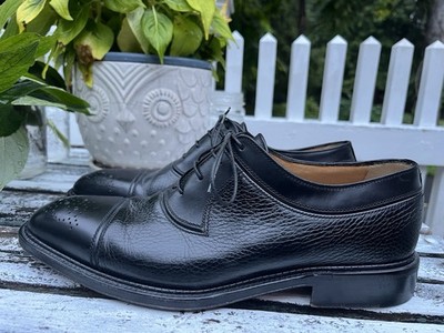 A. Testoni Black Label Men's Leather Brogue Cap Toe Shoe Size 7.5