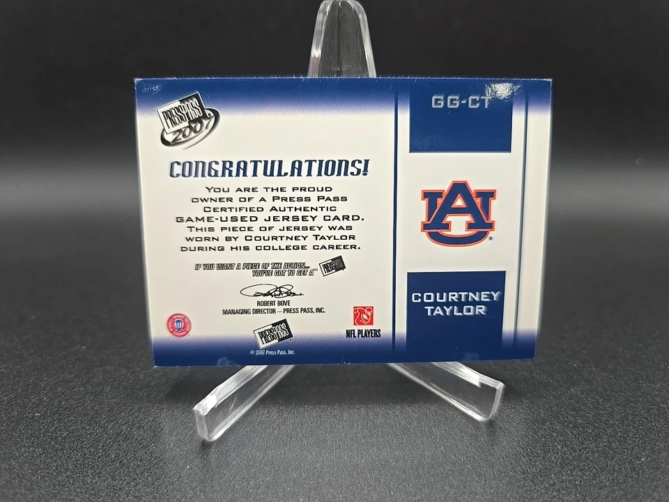 Courtney Taylor 2007 Gridiron Gamers Rookie Jersey Red Card #GG-CT RC Auburn - Image 4 of 4